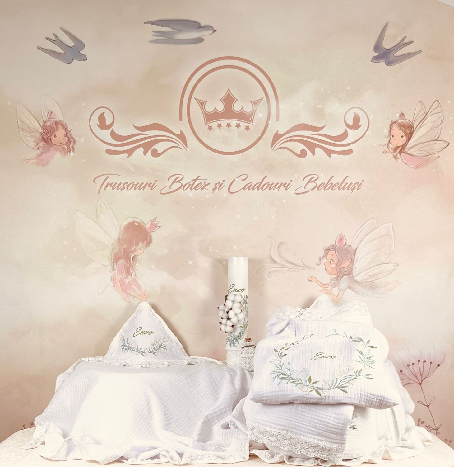 Trusou Botez Muselina Eucalipt Enzo- Set Biserica Premium