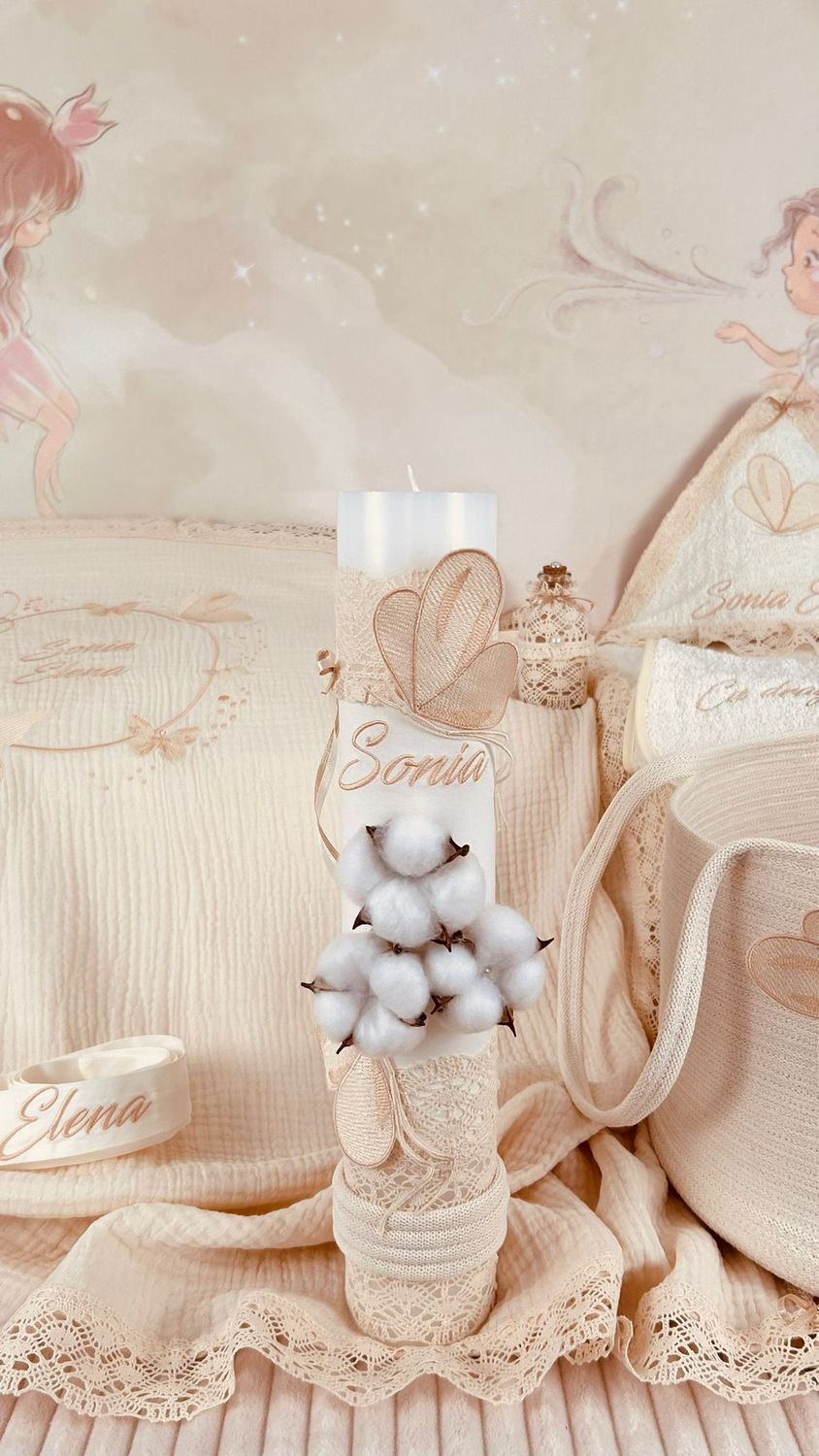 Trusou Botez Muselina Fluturi Ivory - Set Biserica Premium