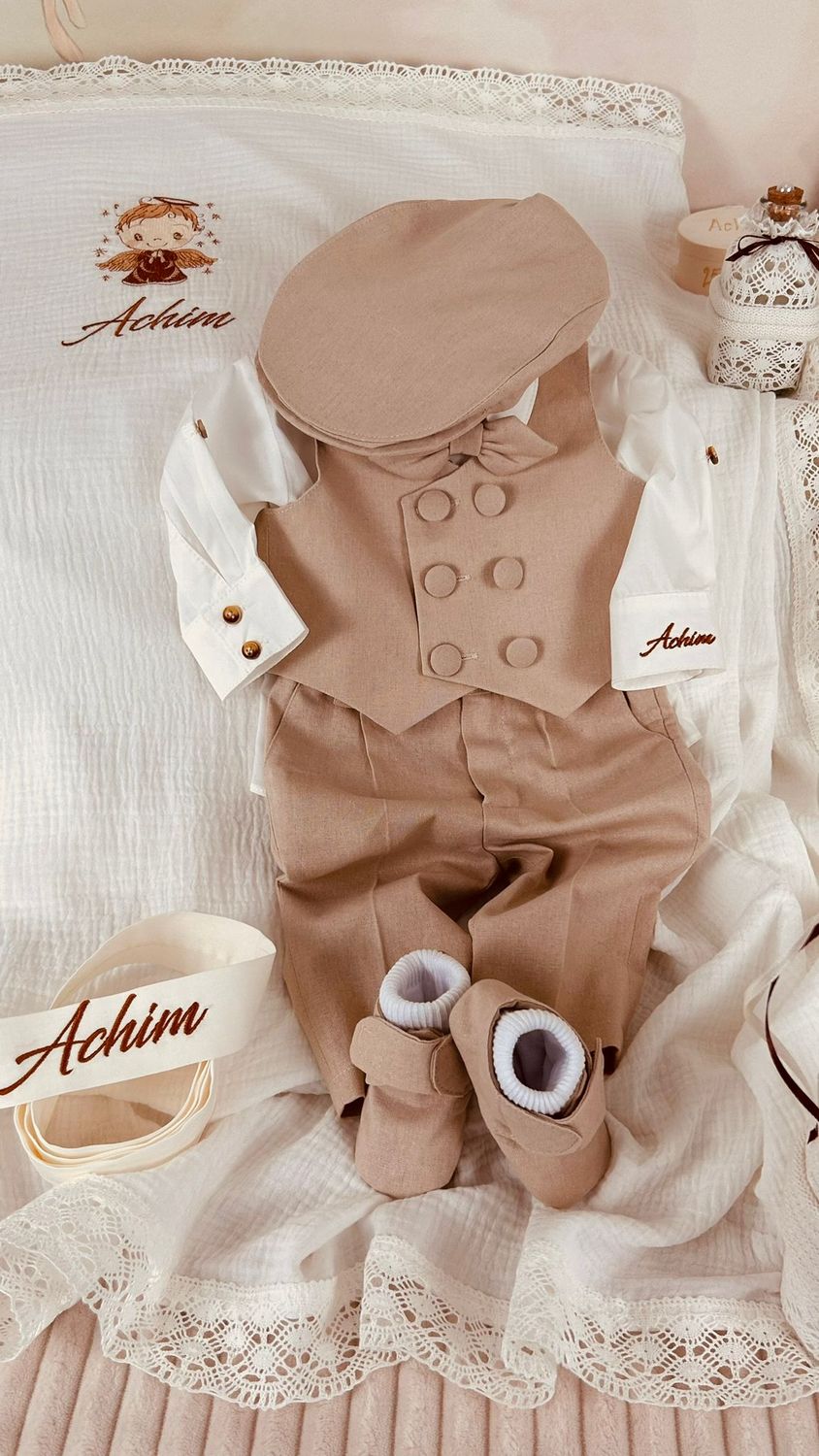 Trusou Botez Muslin Ingeras Maro  - Set Biserica Premium