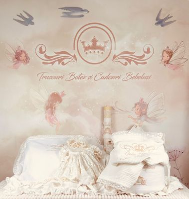 Trusou Botez Muselina Regal cu Caleasca - Set Biserica Premium