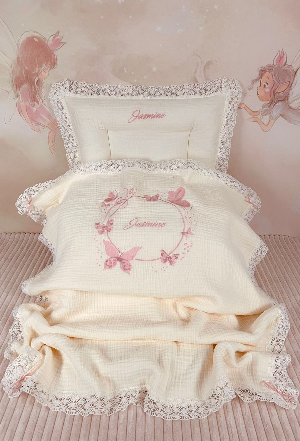 Set Cadou Botez Muselina Fluturi