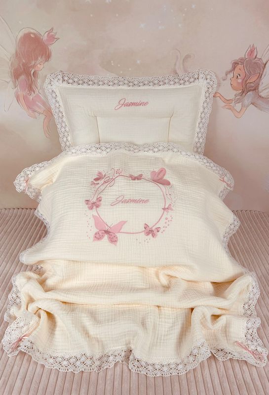 Set Cadou Botez Muselina Fluturi