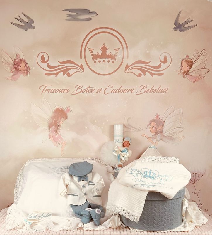 Trusou Botez Personalizat Muselina Regal - Set Biserica Premium
