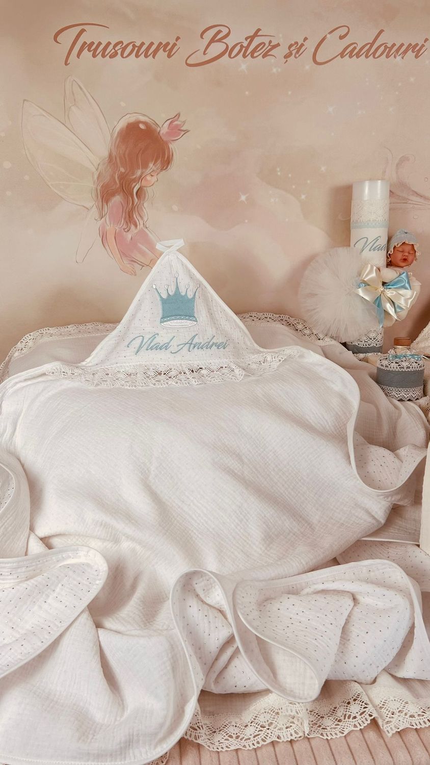Trusou Botez Personalizat Muselina Regal - Set PremiumMax