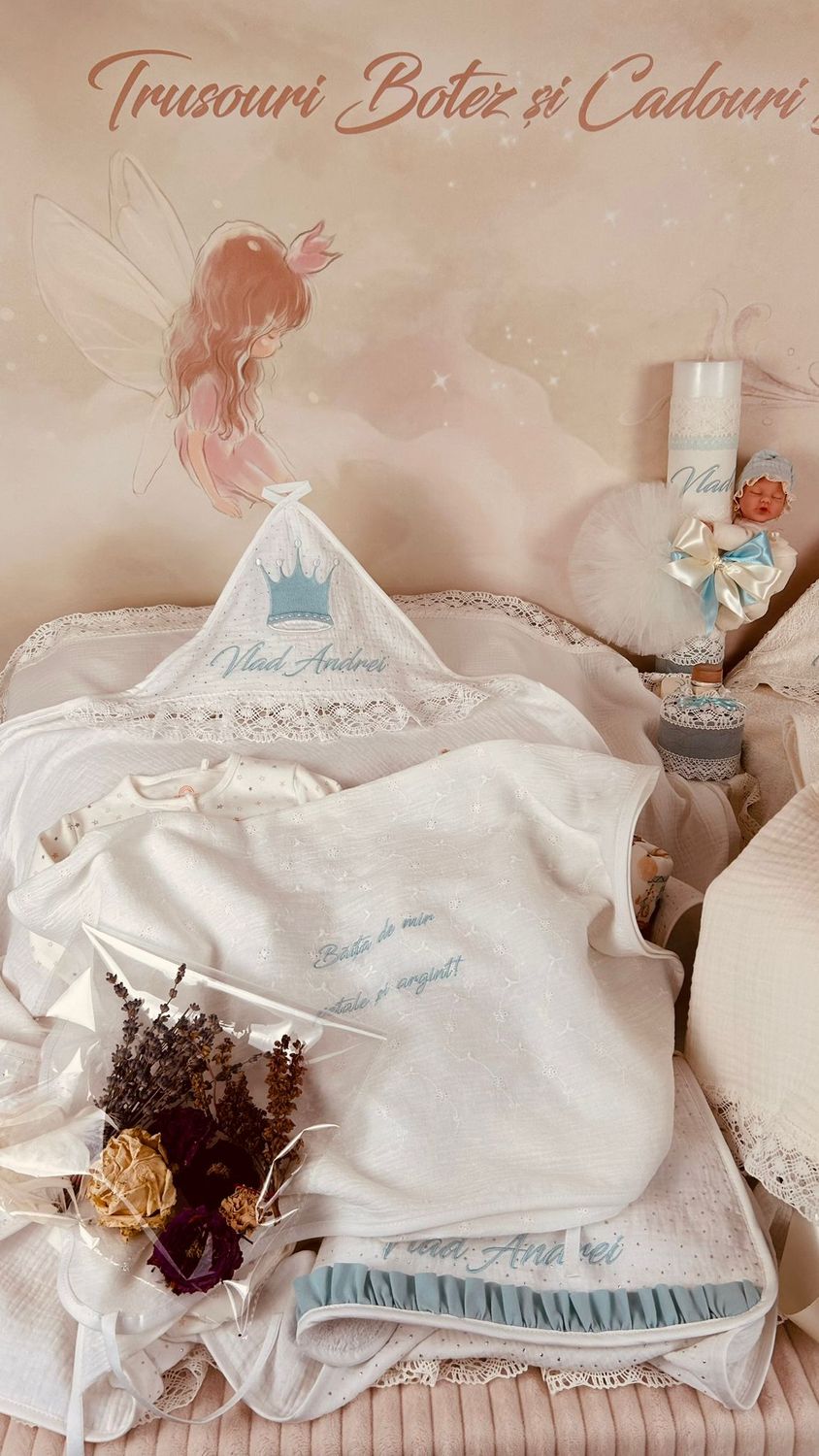 Trusou Botez Personalizat Muselina Regal - Set PremiumMax