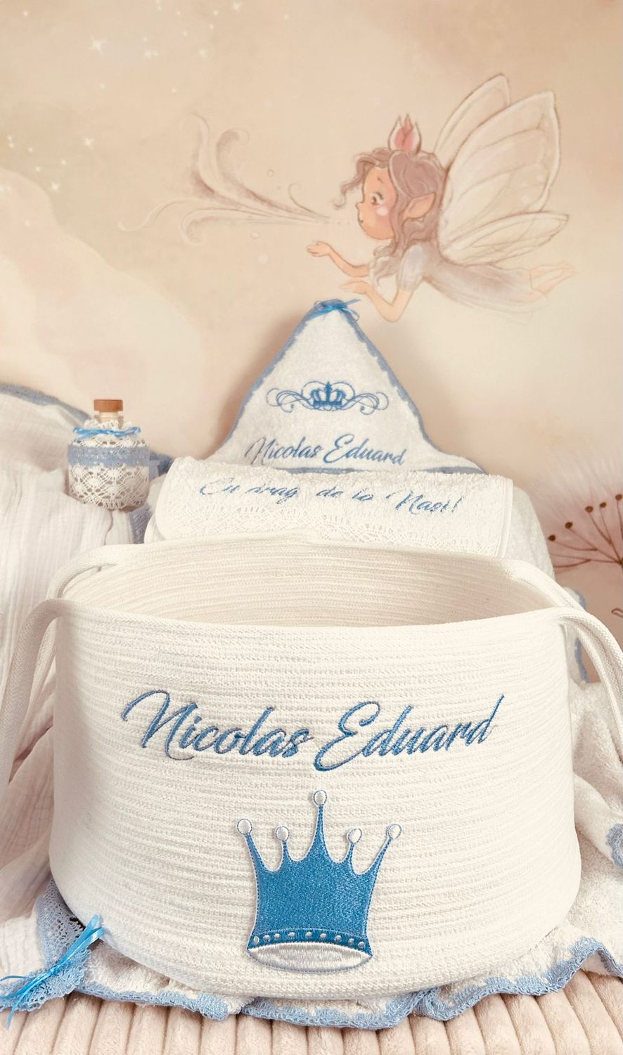Trusou Botez Personalizat Muselina Regal - Set Biserica Premium