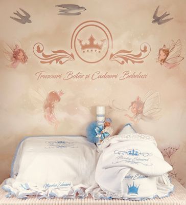 Trusou Botez Personalizat Muselina Regal - Set Biserica Premium