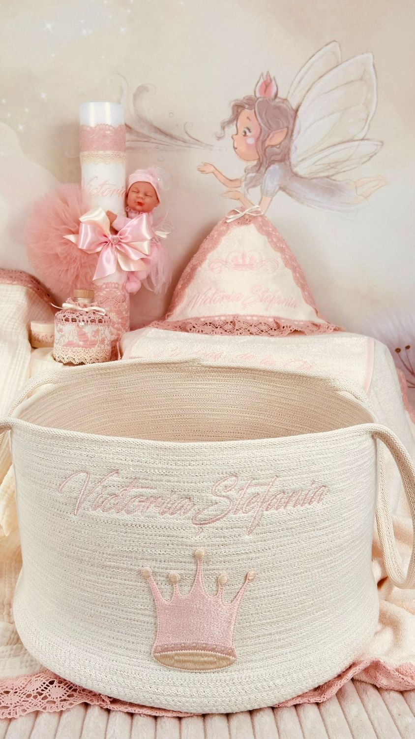 Trusou Botez Muselina Regal Roz set biserica Premium