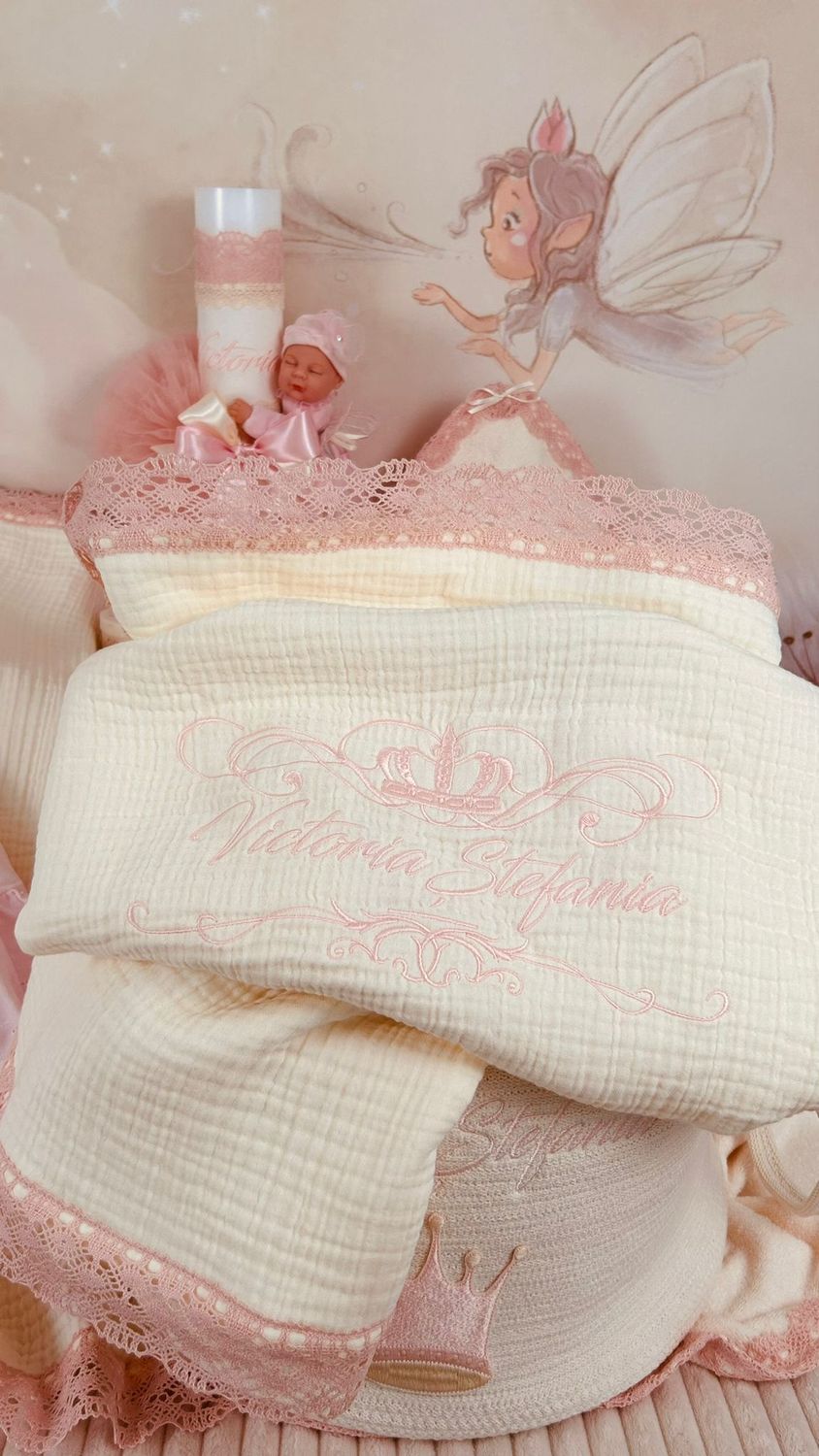 Trusou Botez Muselina Regal Roz set biserica PremiumMax