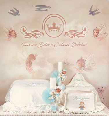 Trusou Botez Muselina Regal Aqua set biserica Premium