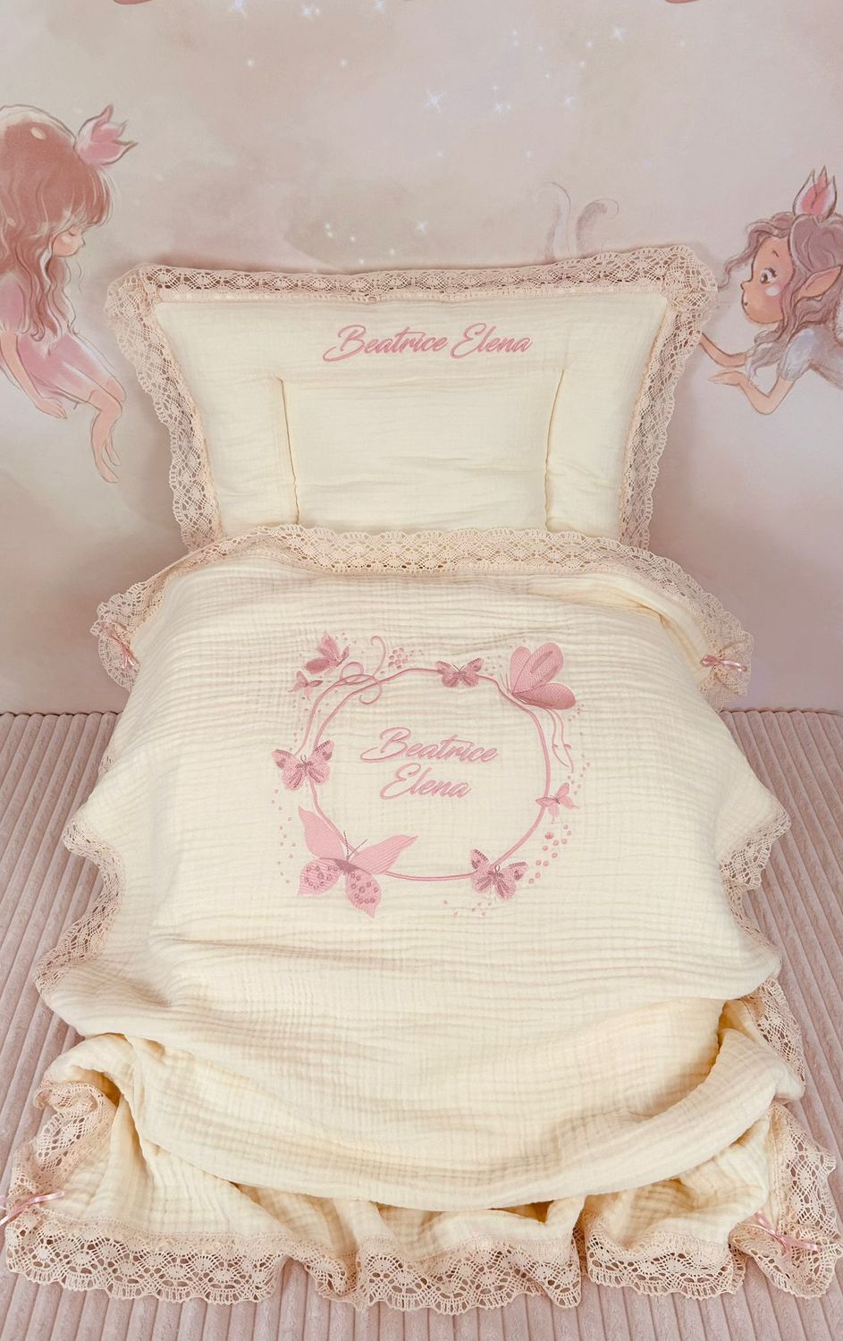 Set Cadou Botez Muselina Fluturi