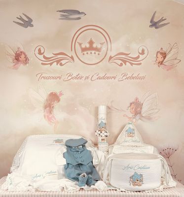 Trusou Botez Muselina Urs cu Stea set biserica Premium