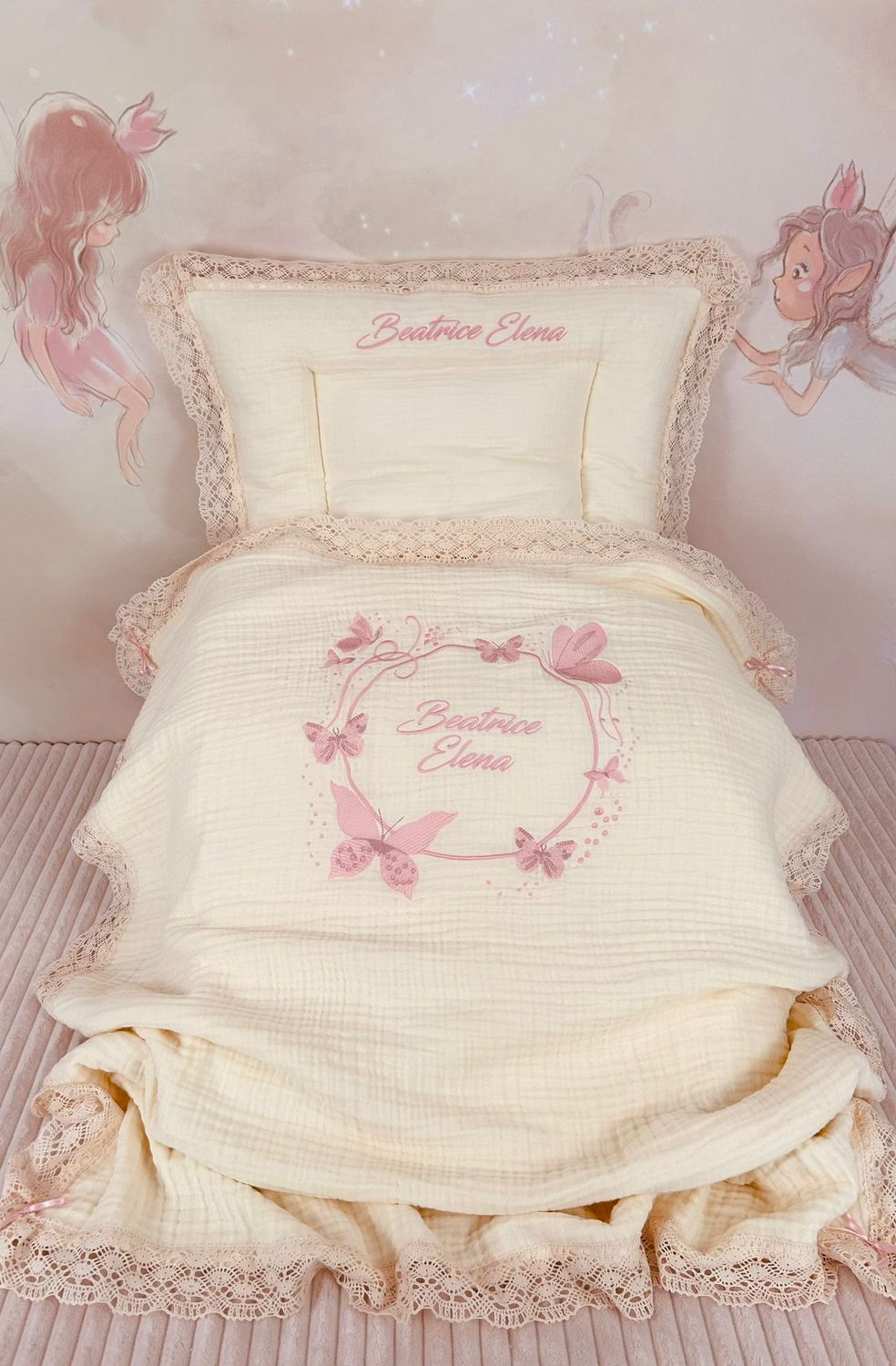 Set Cadou Botez Muselina Fluturi