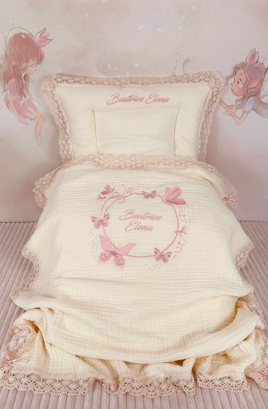 Set Cadou Botez Muselina Fluturi