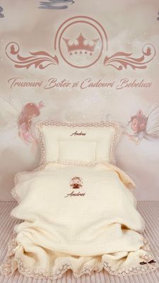 Set Cadou Botez Muselina Ingeras