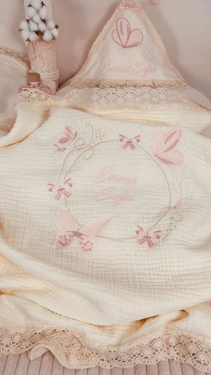 Trusou Botez Muselina Fluturi Emma - Set Biserica Premium