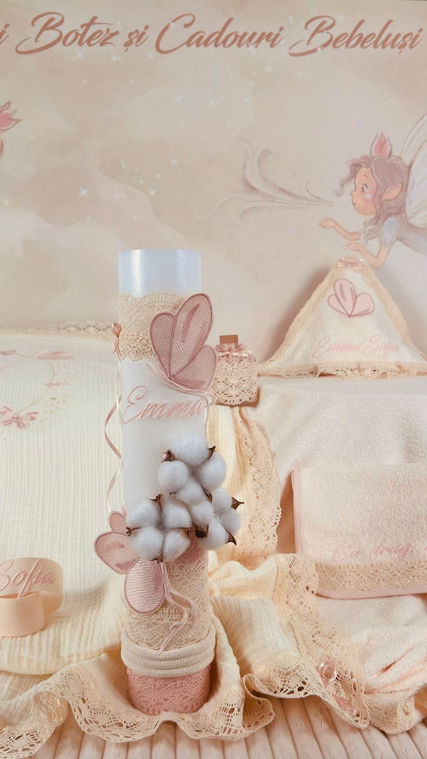 Trusou Botez Muselina Fluturi Emma - Set Biserica Premium