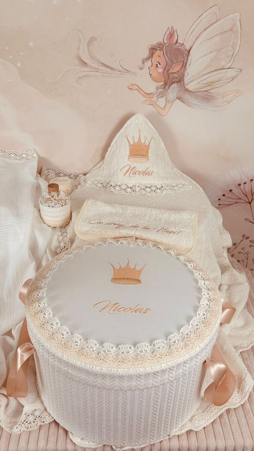 Trusou Botez Personalizat Muselina Regal All Ivory - Set Biserica