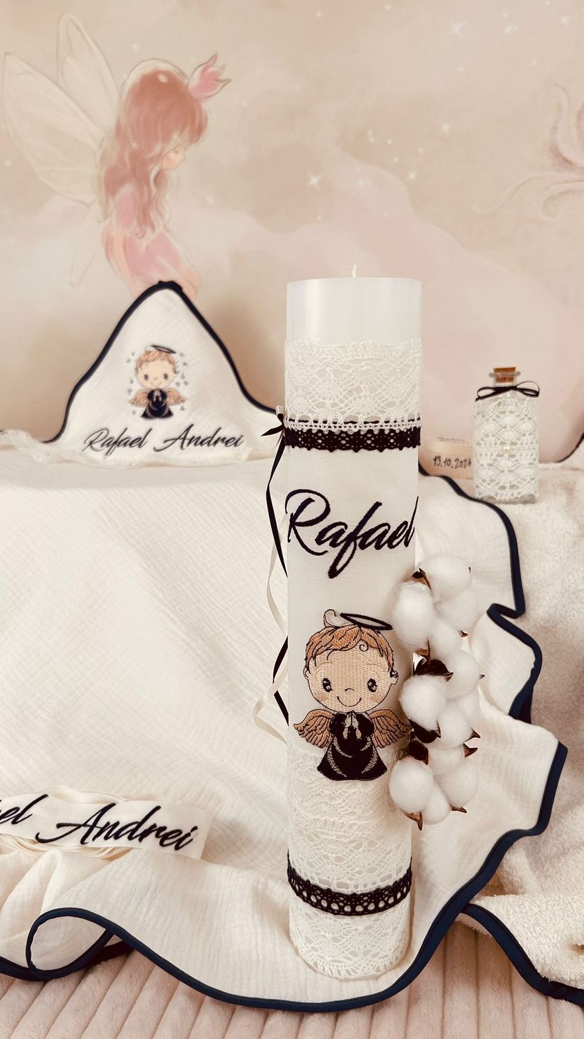 Trusoul Muselina Baietel Ingeras cu cutie - Set Biserica