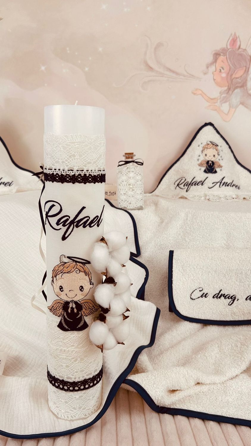 Trusoul Muselina Baietel Ingeras cu cutie - Set Biserica