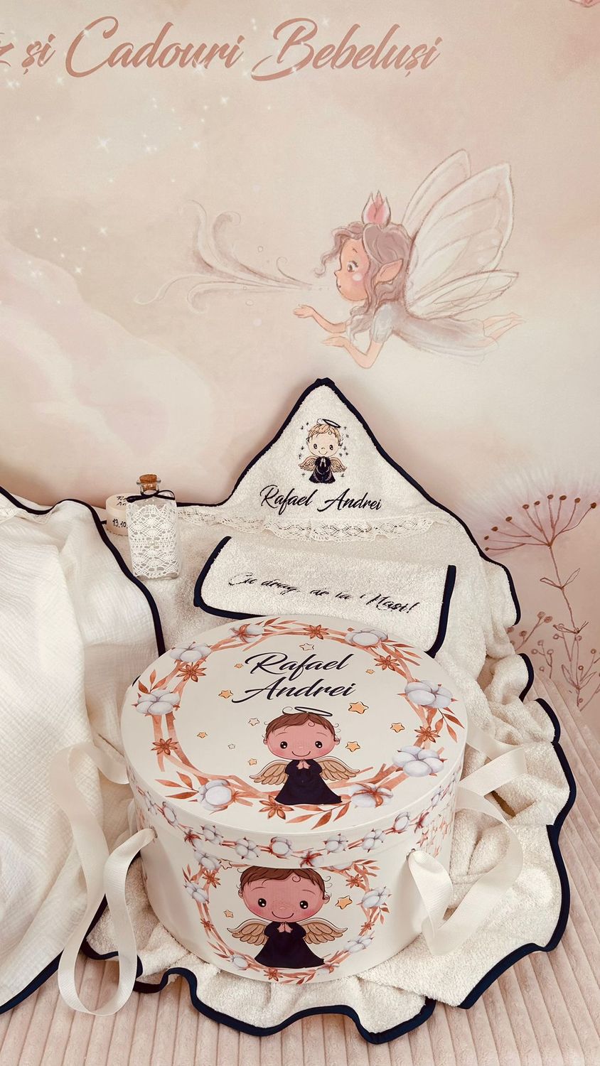 Trusoul Muselina Baietel Ingeras cu cutie - Set Biserica