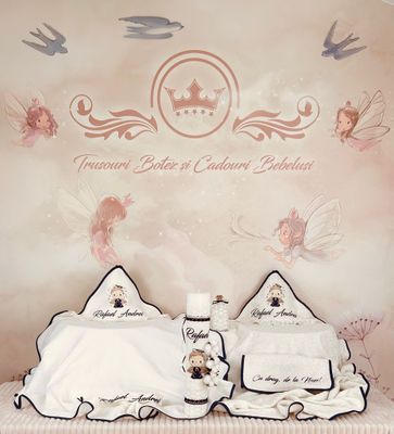 Trusou Botez din MUSELINA Ingeras Bleumarin - Set Biserica