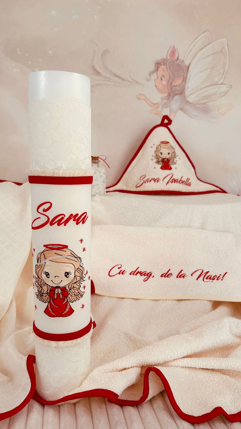 Trusou Botez Personalizat Ingeras Red - Set Biserica