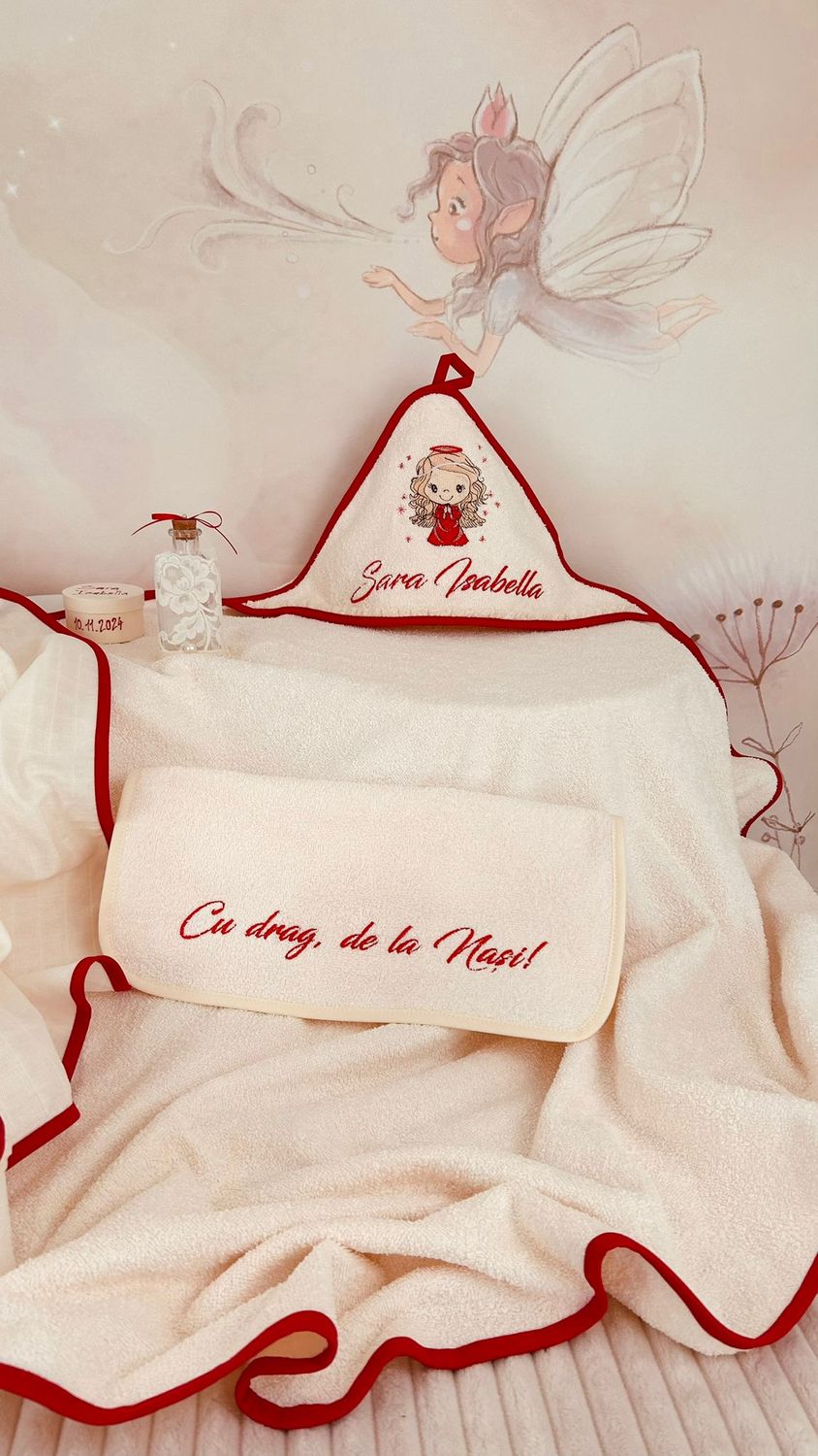 Trusou Botez Personalizat Ingeras Red - Set Biserica