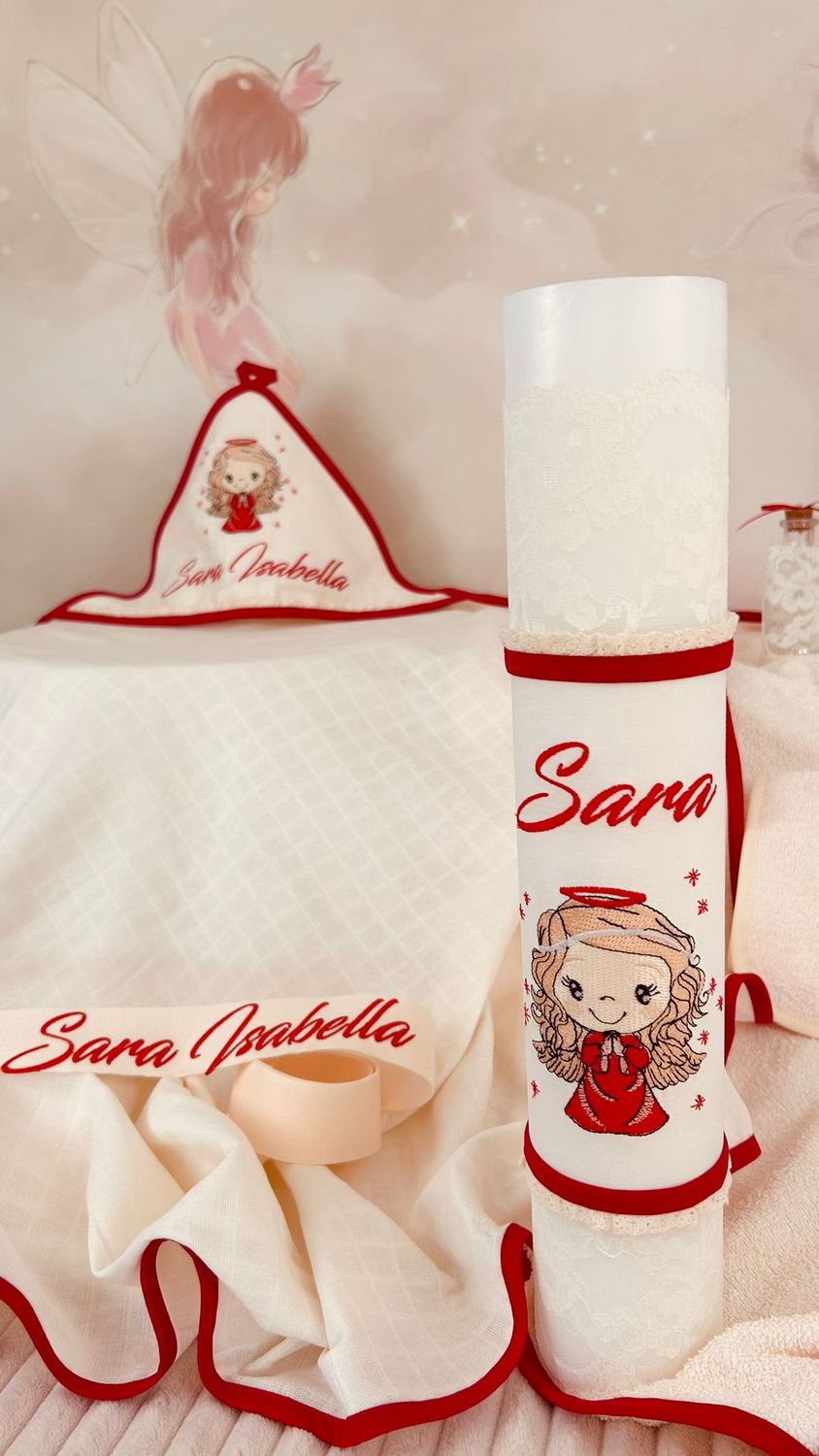 Trusou Botez Personalizat Ingeras Red - Set Biserica