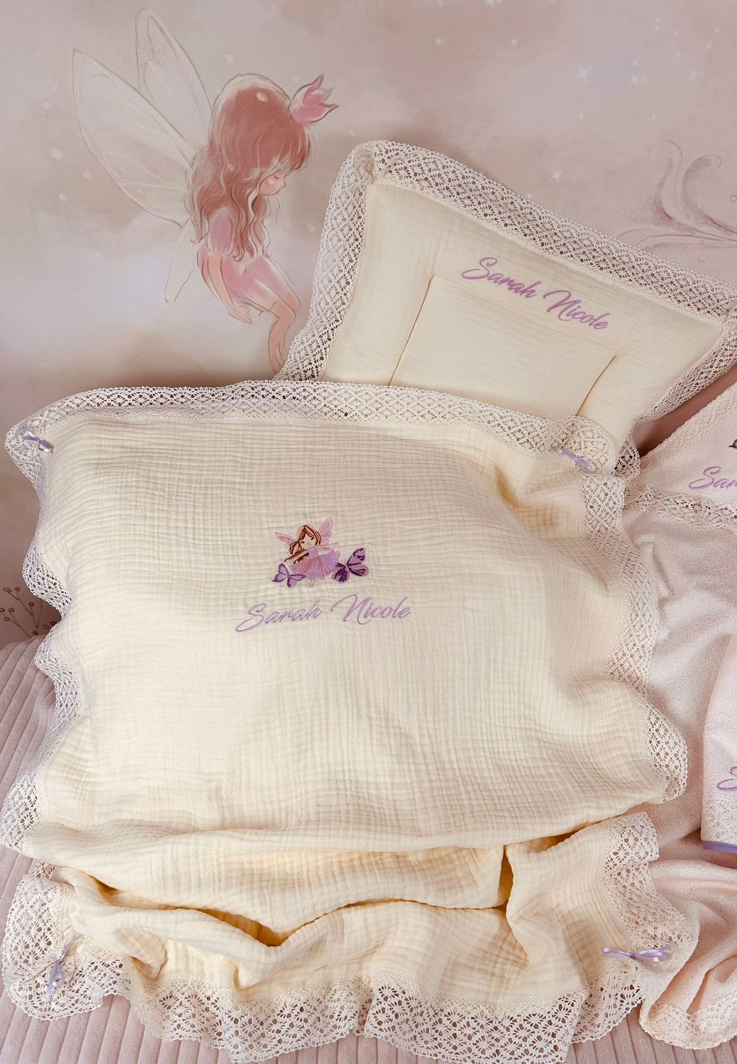 Cos Cadou Botez Muselina Zana Fluturas lila