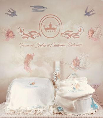 Trusou Botez Muselina Urs pe Luna - Set Biserica