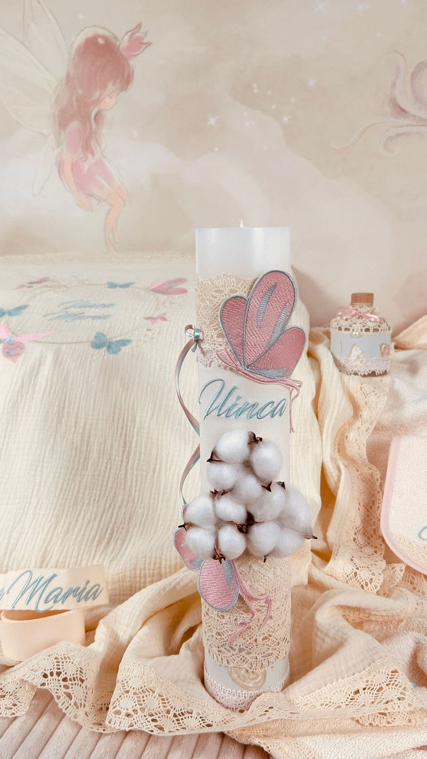 Trusou Botez Muselina Fluturi - Set Biserica Personalizat