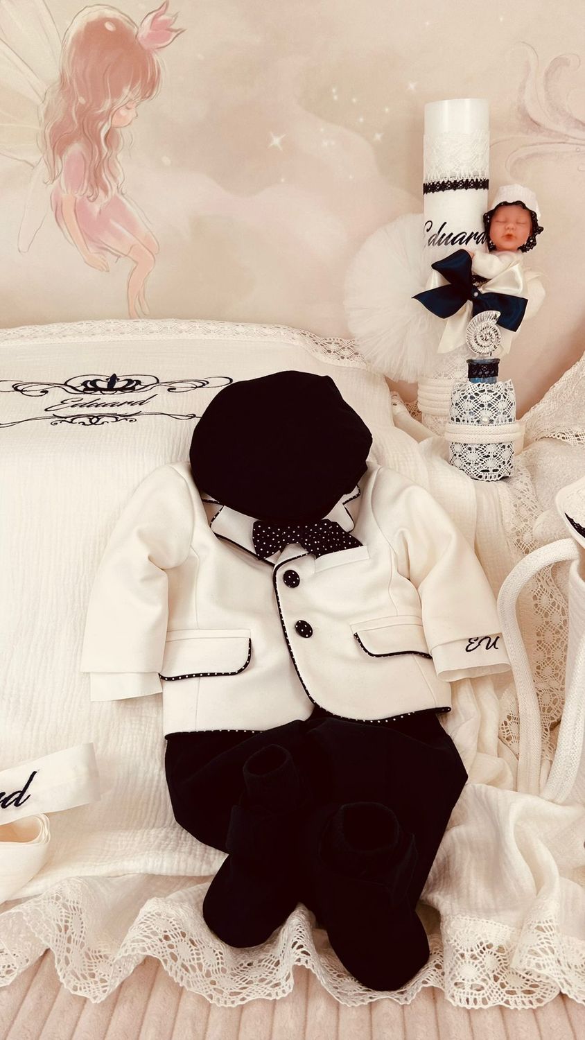 Trusou Botez  Muselina Regal bleumarin - Set Personalizat