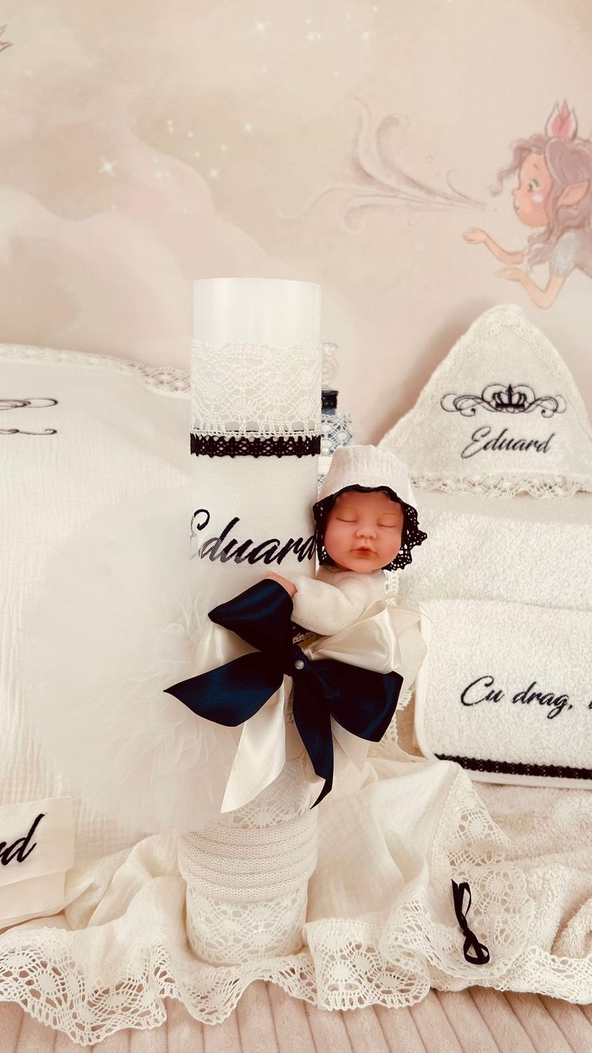 Trusou Botez  Muselina Regal bleumarin - Set Personalizat