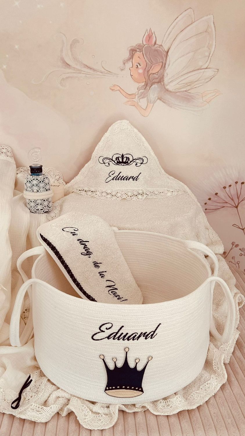 Trusou Botez  Muselina Regal bleumarin - Set Personalizat