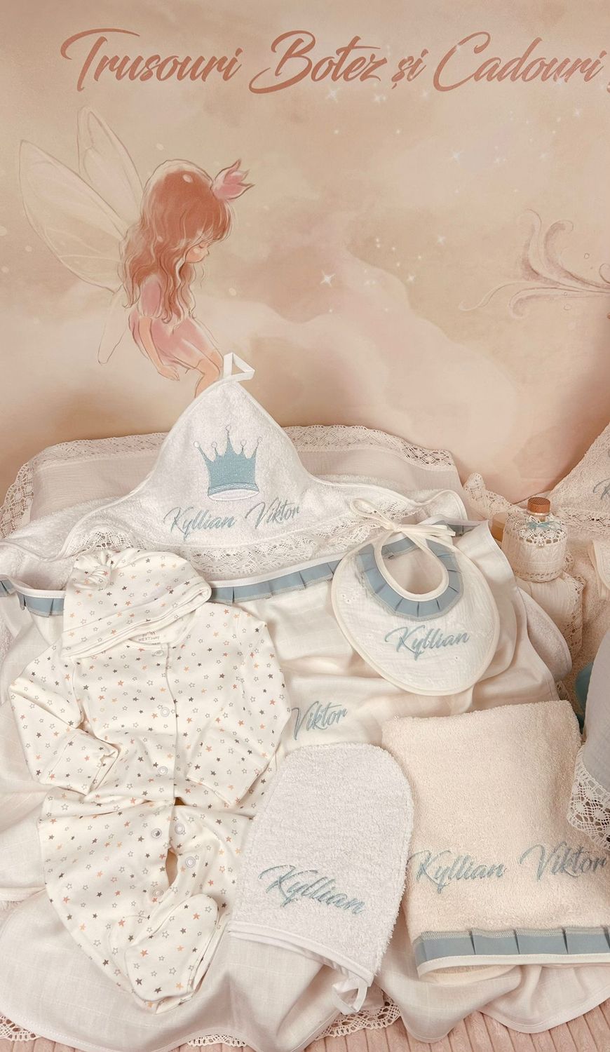 Trusou Botez  Muselina Regal - Set Biserica Personalizat Max