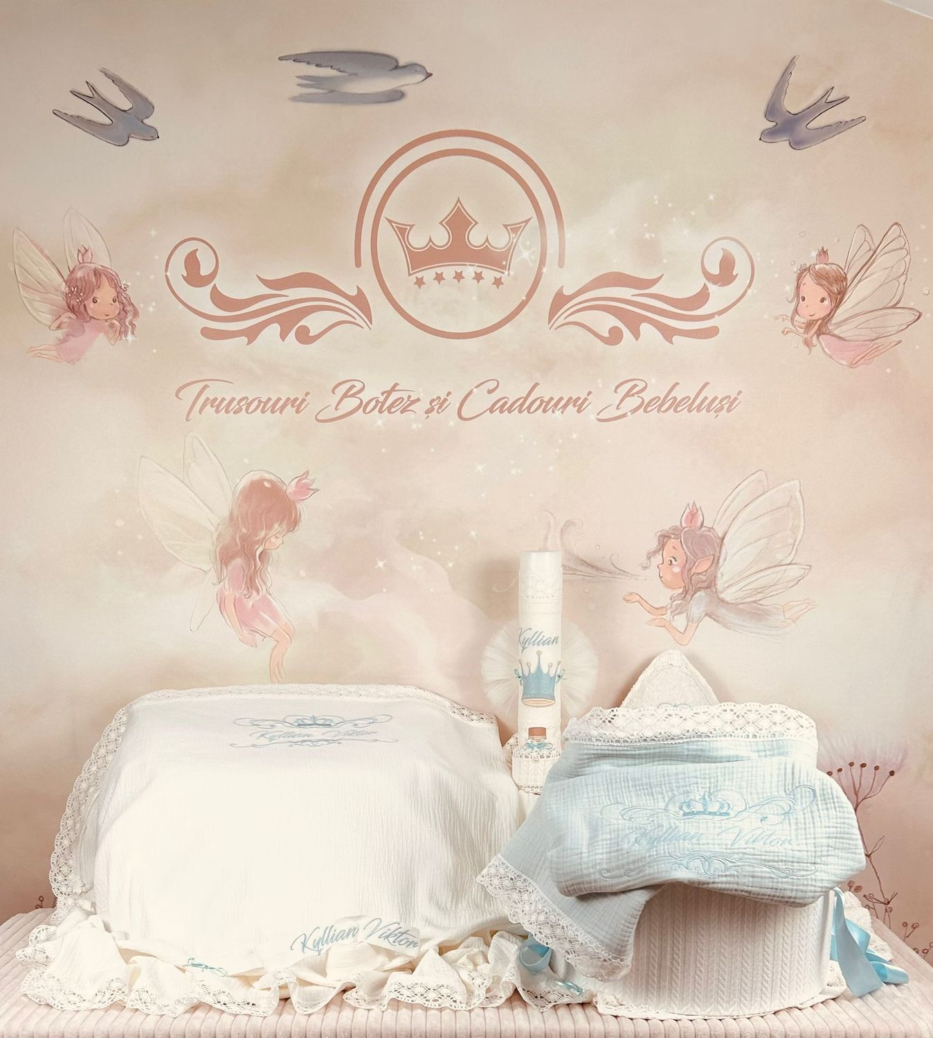 Trusou Botez  Muselina Regal - Set Biserica Personalizat
