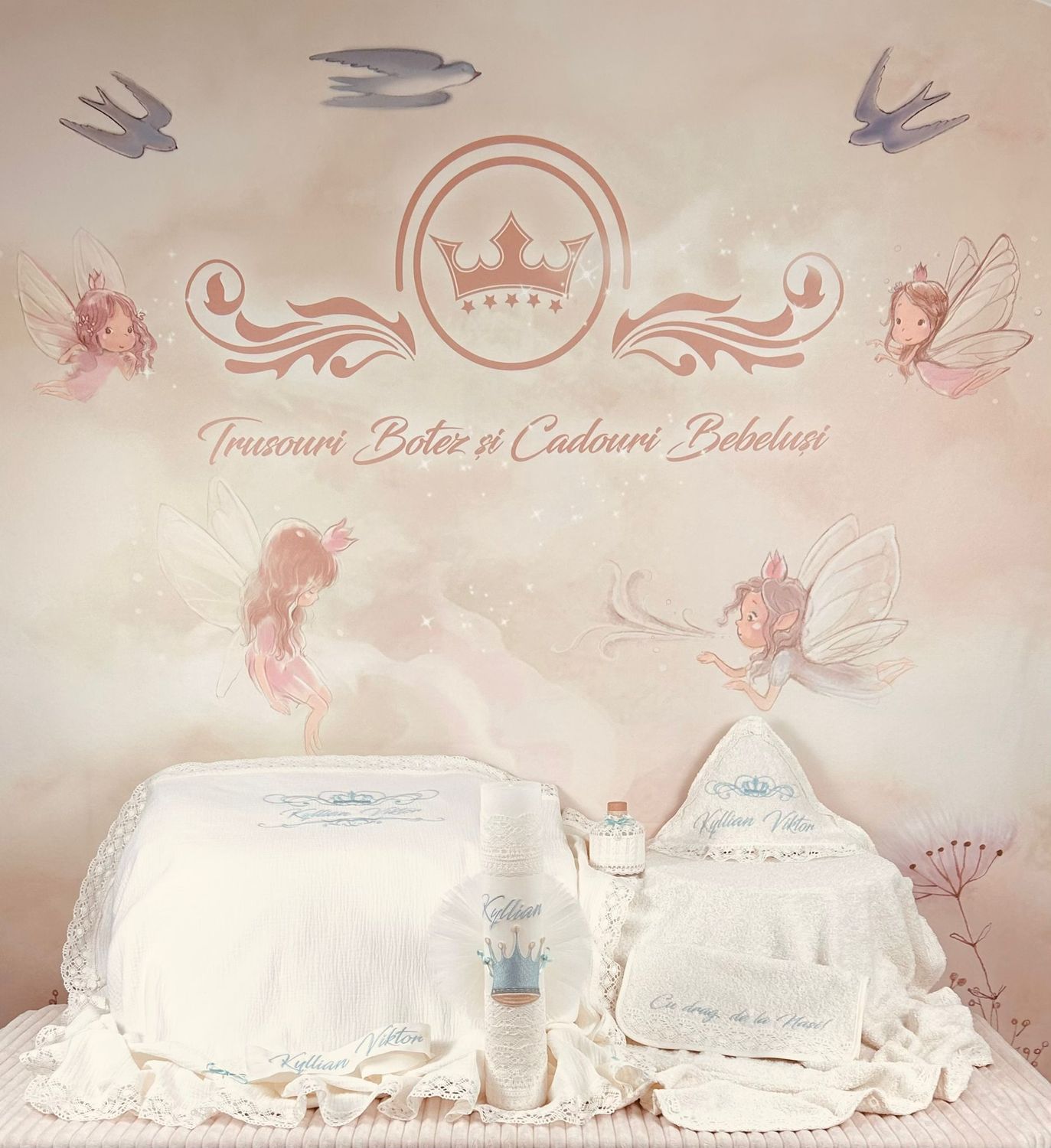 Trusou Botez  Muselina Regal - Set Biserica Personalizat