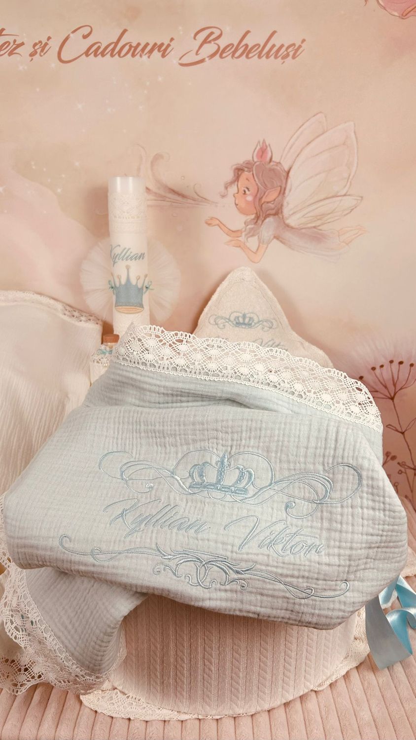 Trusou Botez  Muselina Regal - Set Biserica Personalizat