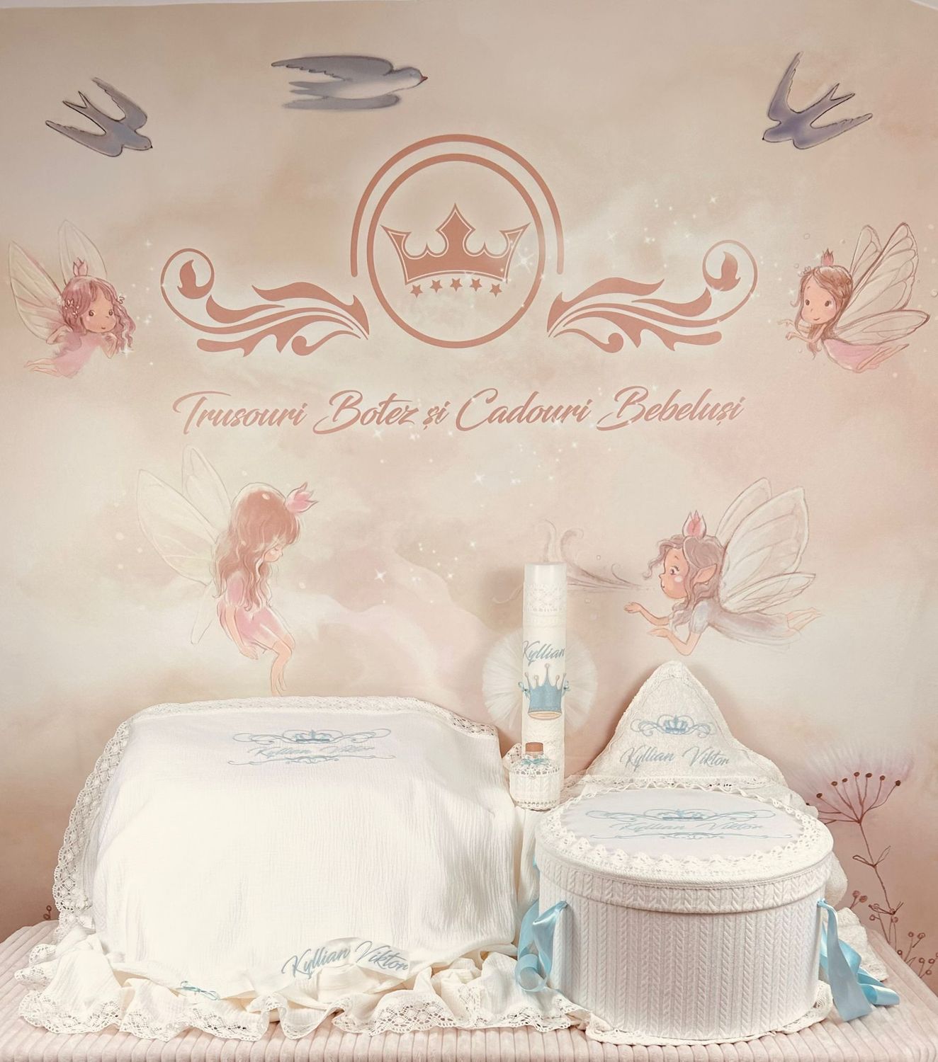 Trusou Botez  Muselina Regal - Set Biserica Personalizat