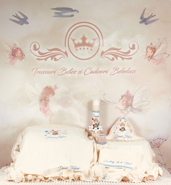 Trusou Muselina Micul Print - Set Biserica Personalizat