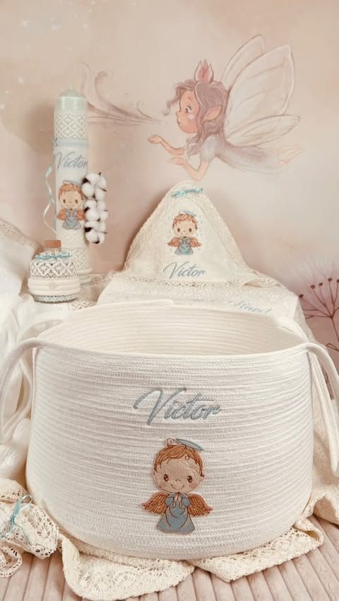 Trusou Botez Muselina Ingeras - Set Biserica Personalizat Premium