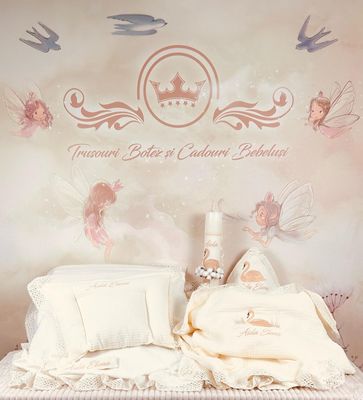 Trusouri Muselina Lebada All Ivory - Set Biserica Personalizat