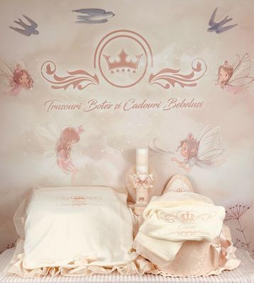 Trusou Botez Personalizat Muselina Regal Ivory nou - Set Biserica