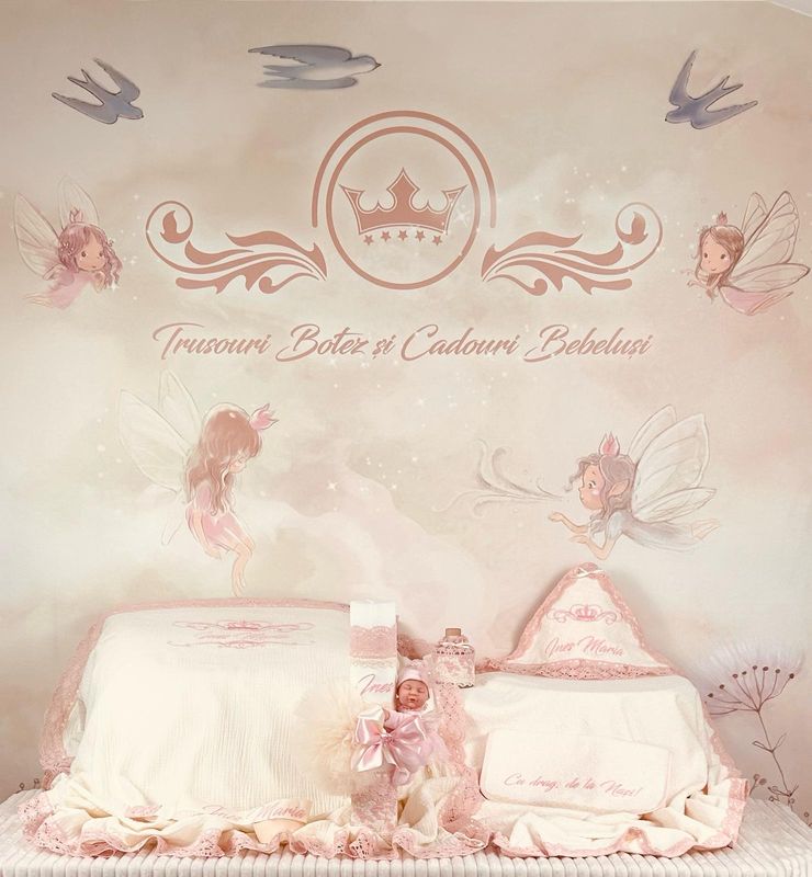 Trusouri Muselina Regal Roz - Set Biserica Personalizat