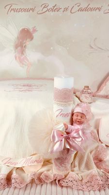 Trusouri Muselina Regal Roz - Set Biserica Personalizat