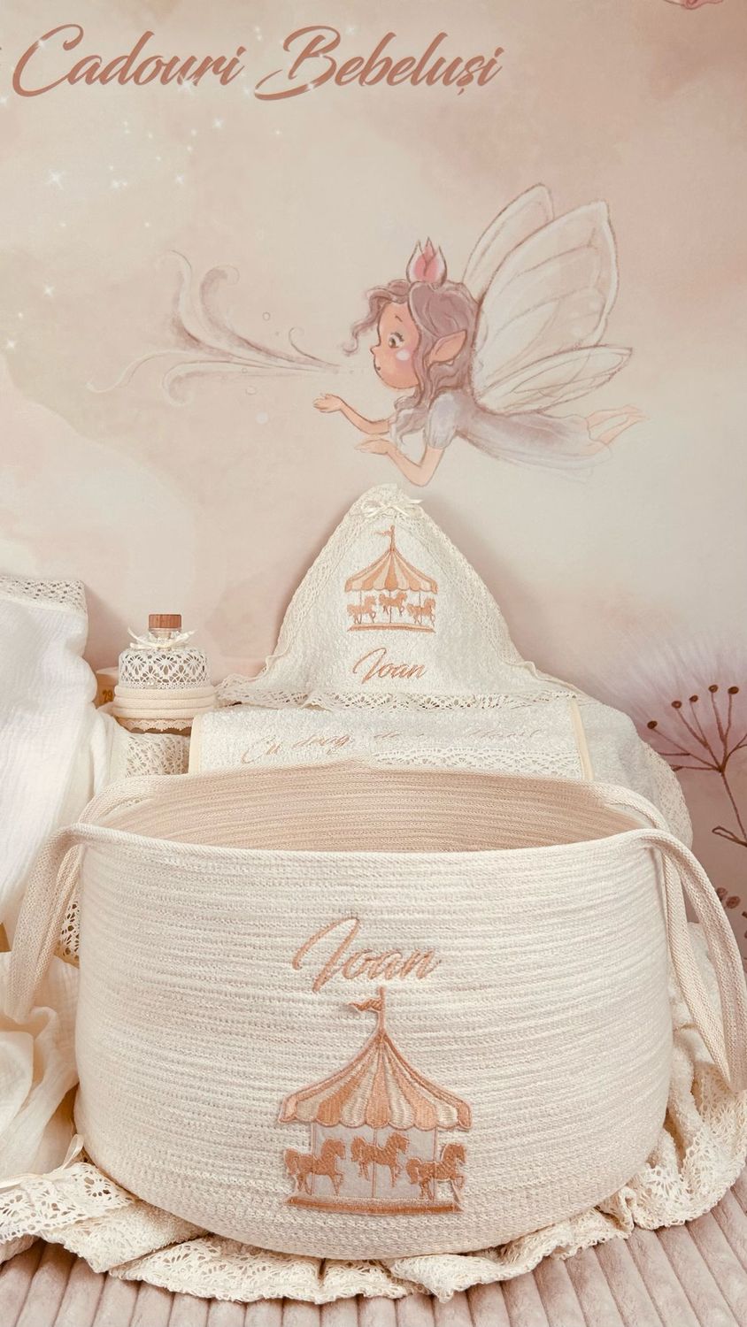 Trusou Botez Muselina Carusel - set biserica personalizat