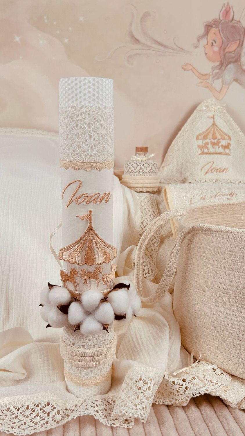 Trusou Botez Muselina Carusel - set biserica personalizat