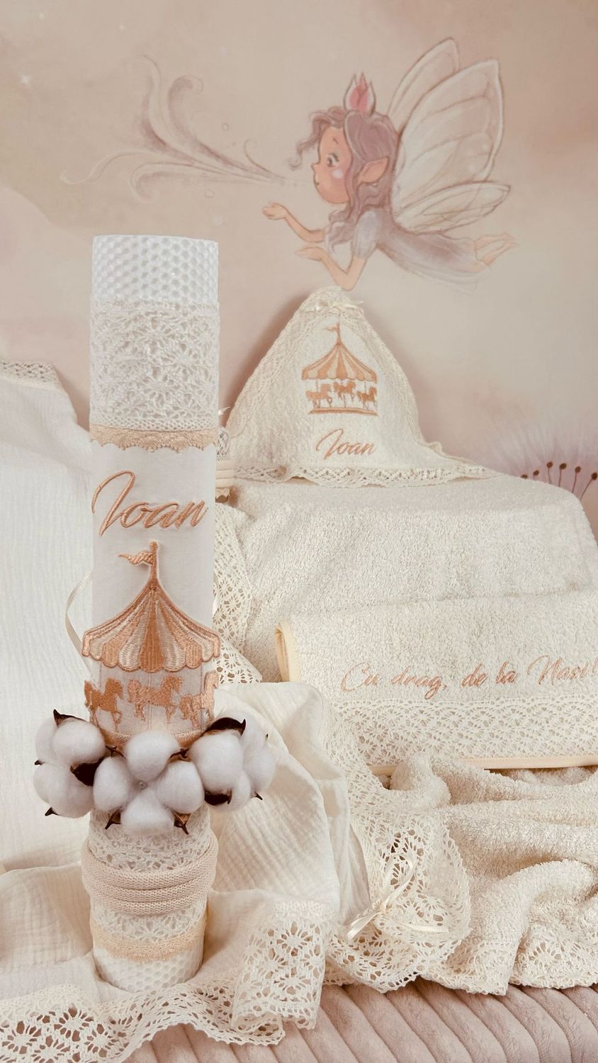 Trusou Botez Muselina Carusel - set biserica personalizat