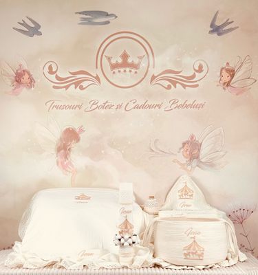 Trusou Botez Muselina Carusel - set biserica personalizat